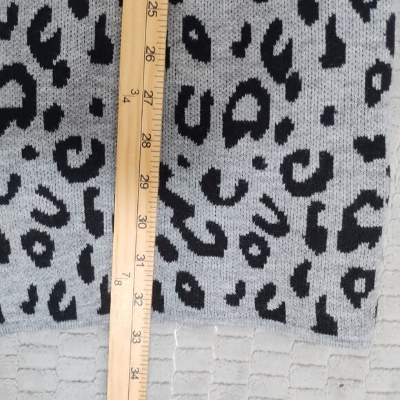 Anne Klein Gray Leopard Print Longline Blazer Sweater-Faux Double Breasted-Sz M - Picture 11 of 12